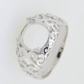 Sterling Silver Semi Mount Ring Setting Cushion CU 9X9mm RD 9x9mm - Syzjewelry